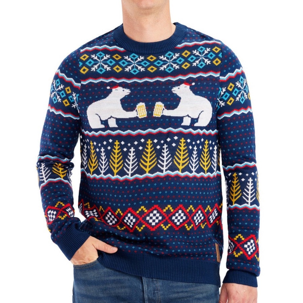 Tipsy Elves Men's Polar Bear Party Ugly Christmas Sweater Size MM